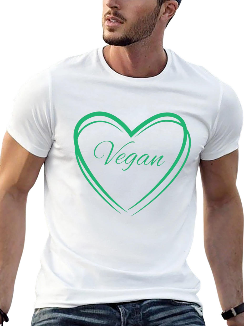 Vegan Heart T-Shirt - Black Cotton Tee