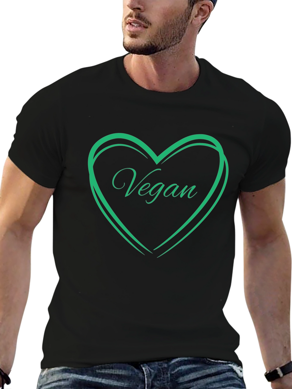 Vegan Heart T-Shirt - Black Cotton Tee