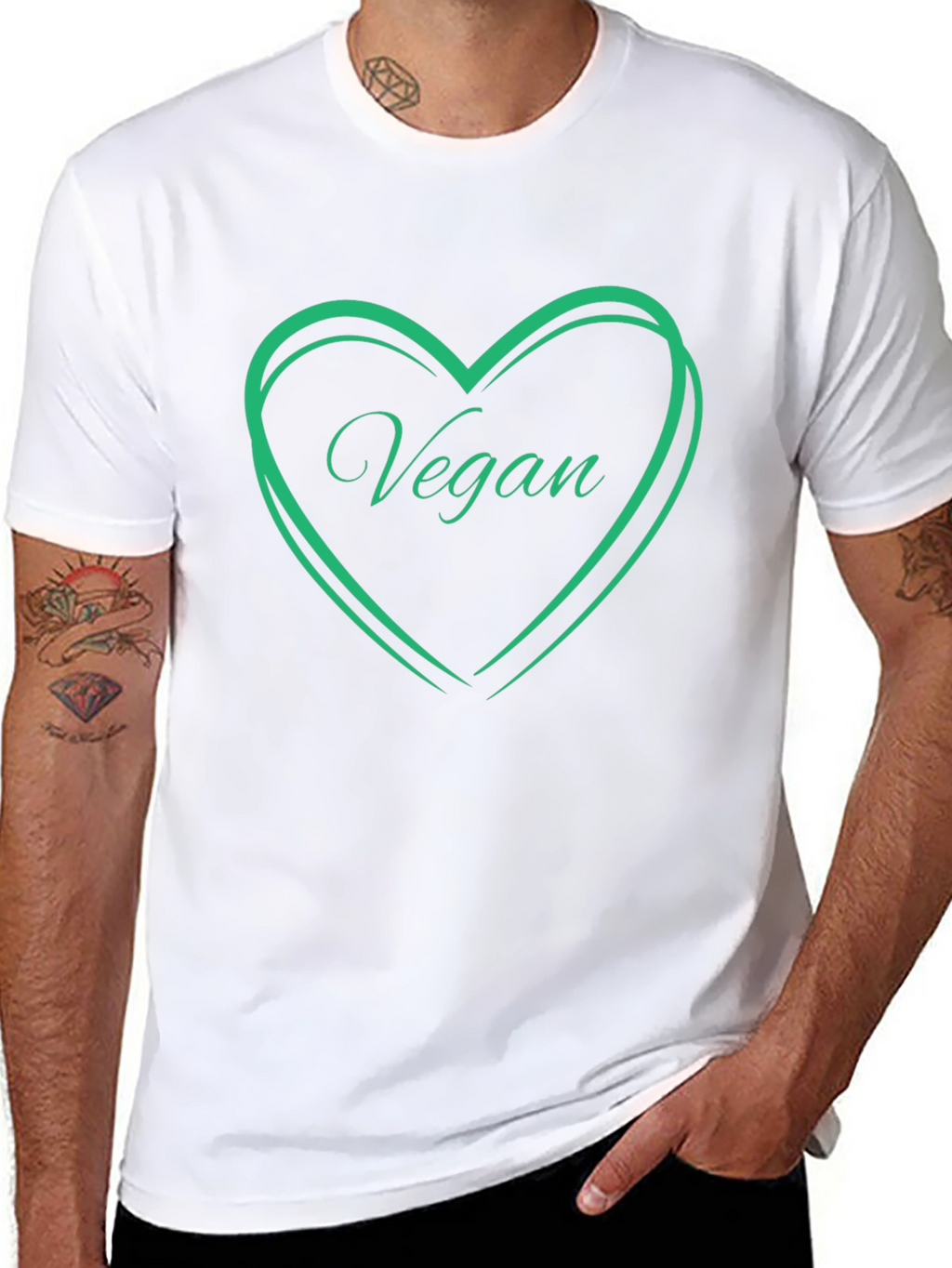Vegan Heart T-Shirt - Black Cotton Tee