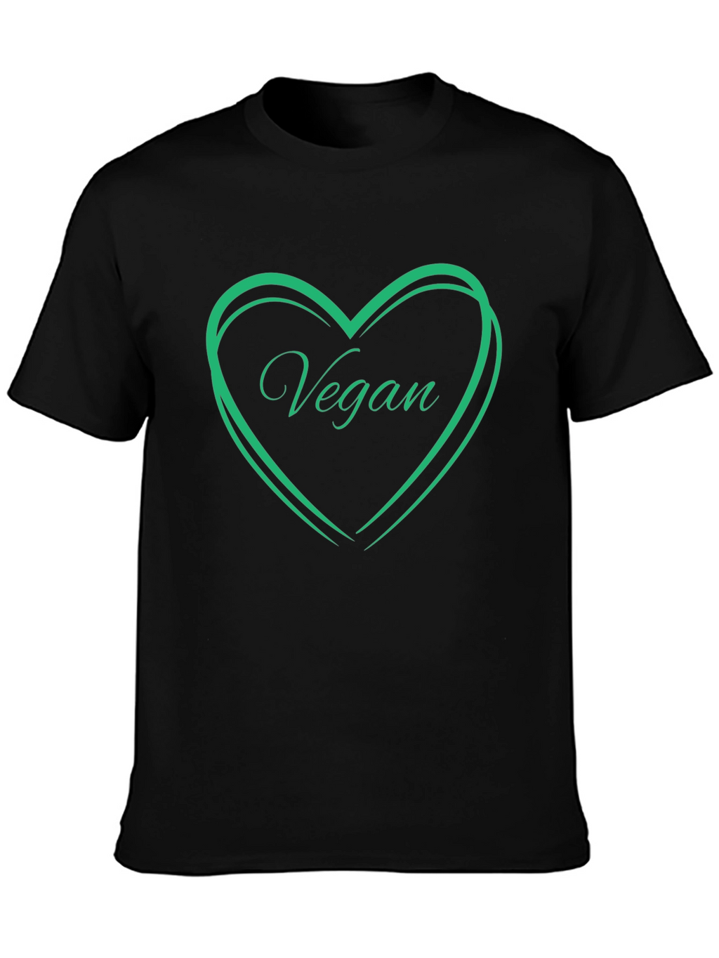 Vegan Heart T-Shirt - Black Cotton Tee