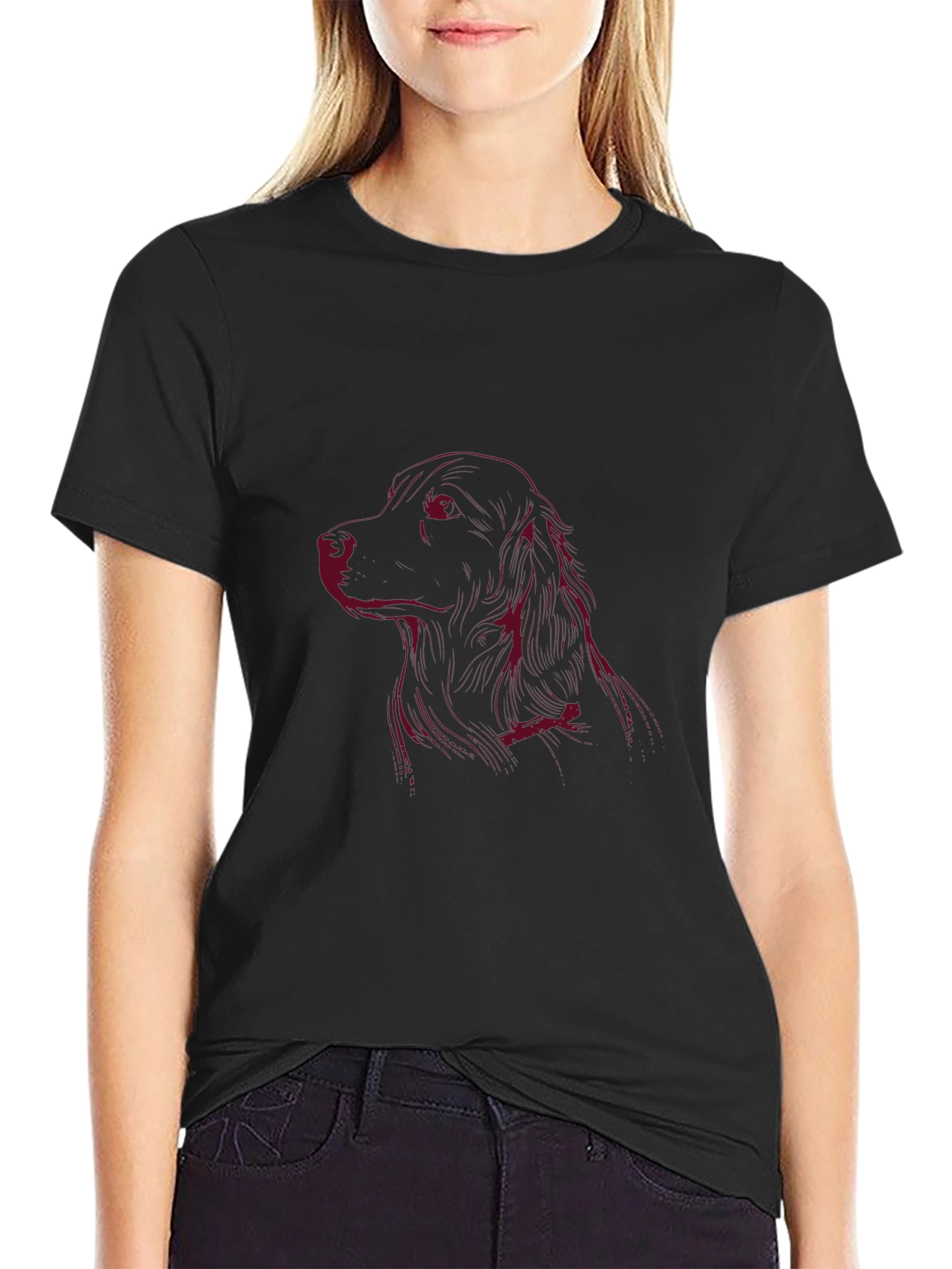 Dog Sketch Tee - Classic Crew Neck Soft Cotton