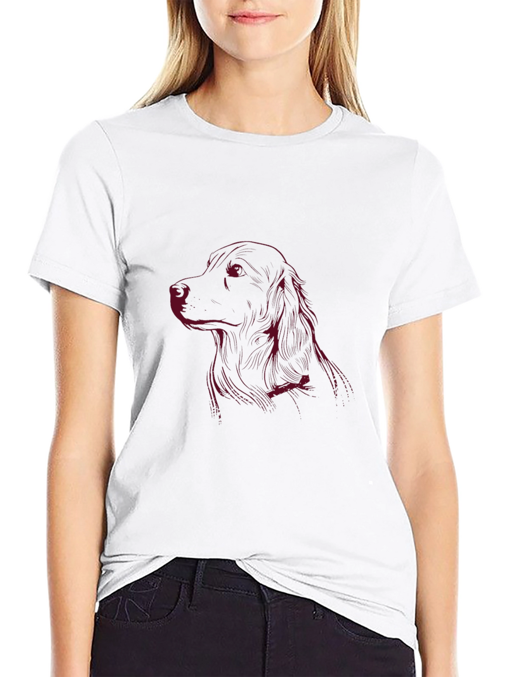 Dog Sketch Tee - Classic Crew Neck Soft Cotton