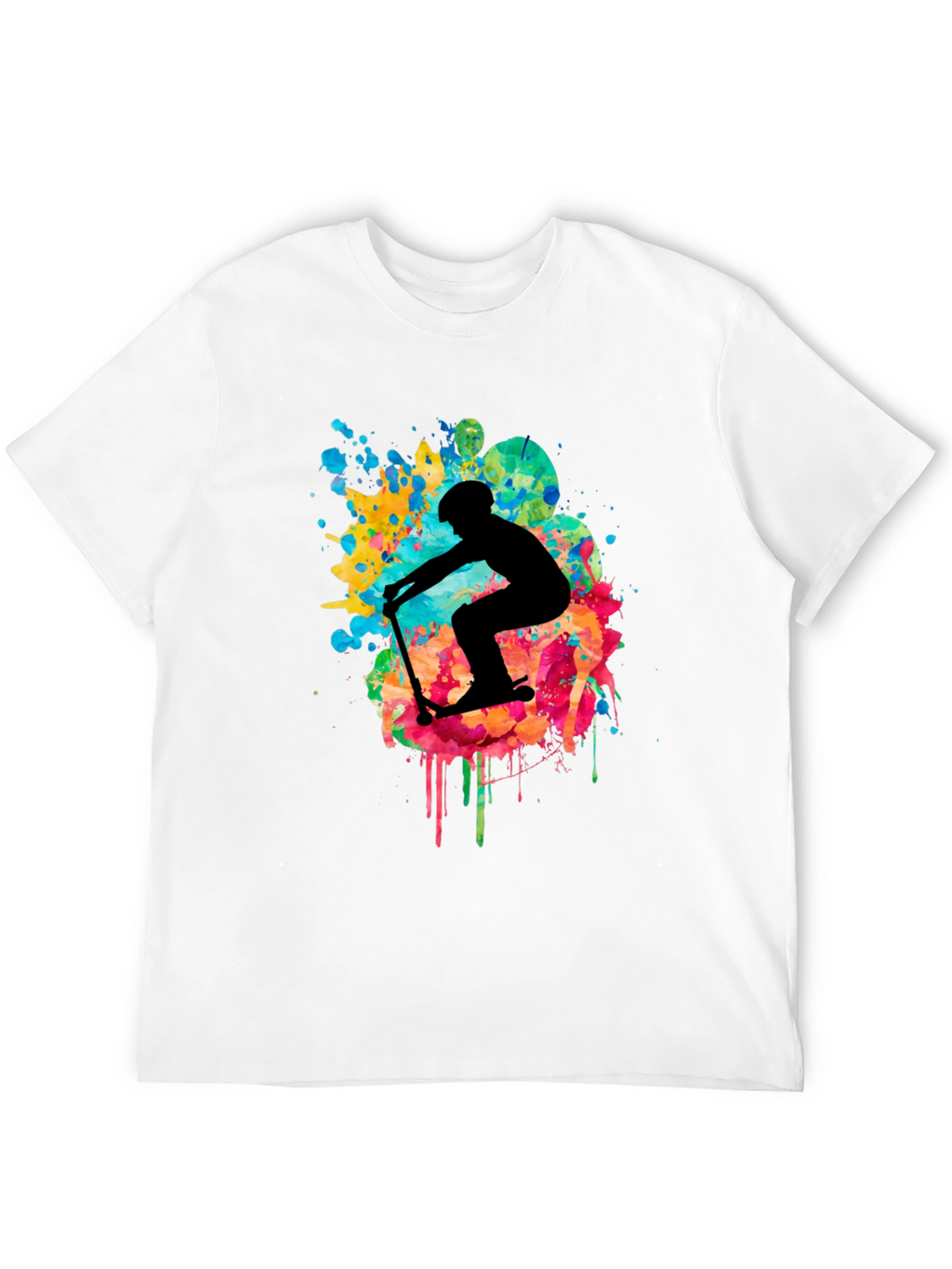 Skater Silhouette T-Shirt - Vibrant Splash Design