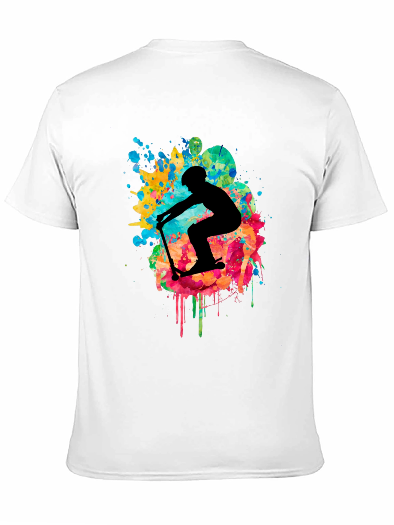 Skater Silhouette T-Shirt - Vibrant Splash Design