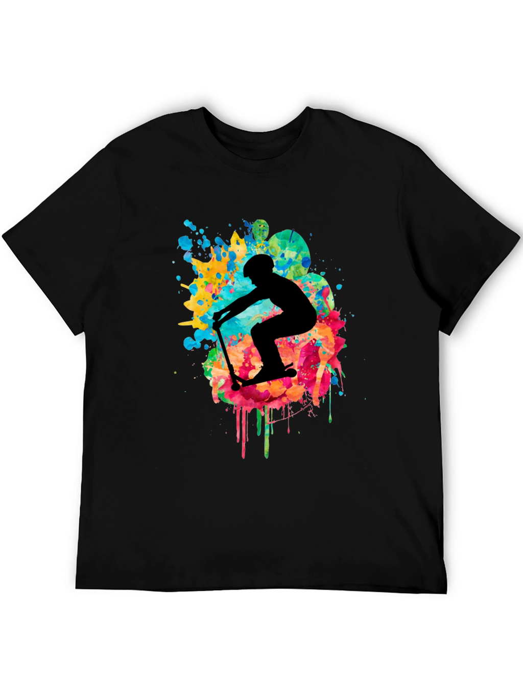 Skater Silhouette T-Shirt - Vibrant Splash Design