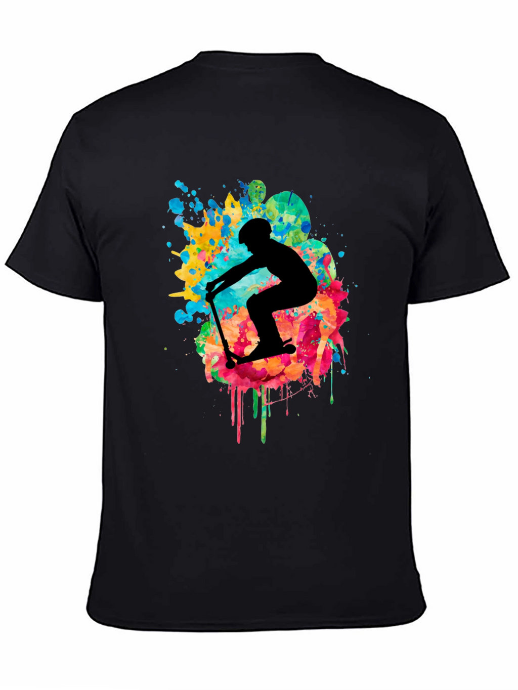 Skater Silhouette T-Shirt - Vibrant Splash Design