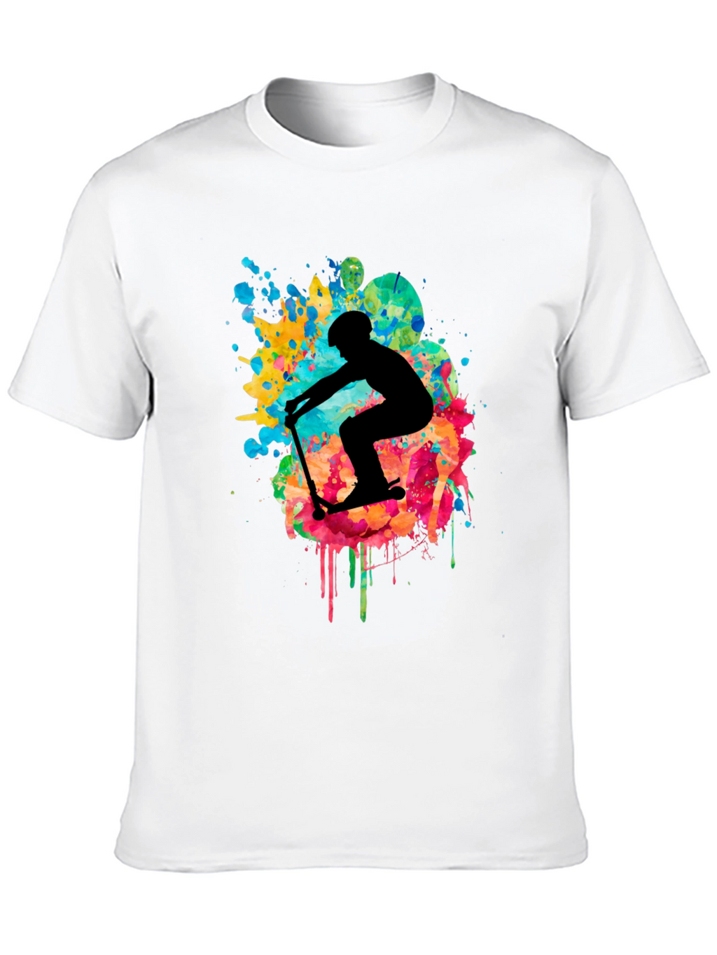 Skater Silhouette T-Shirt - Vibrant Splash Design