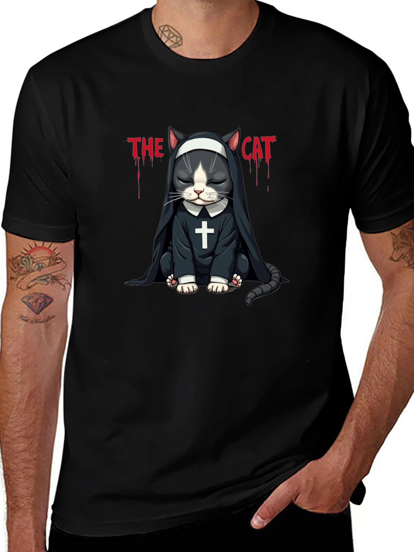 The Cat Nun T-Shirt - Funny Graphic Tee