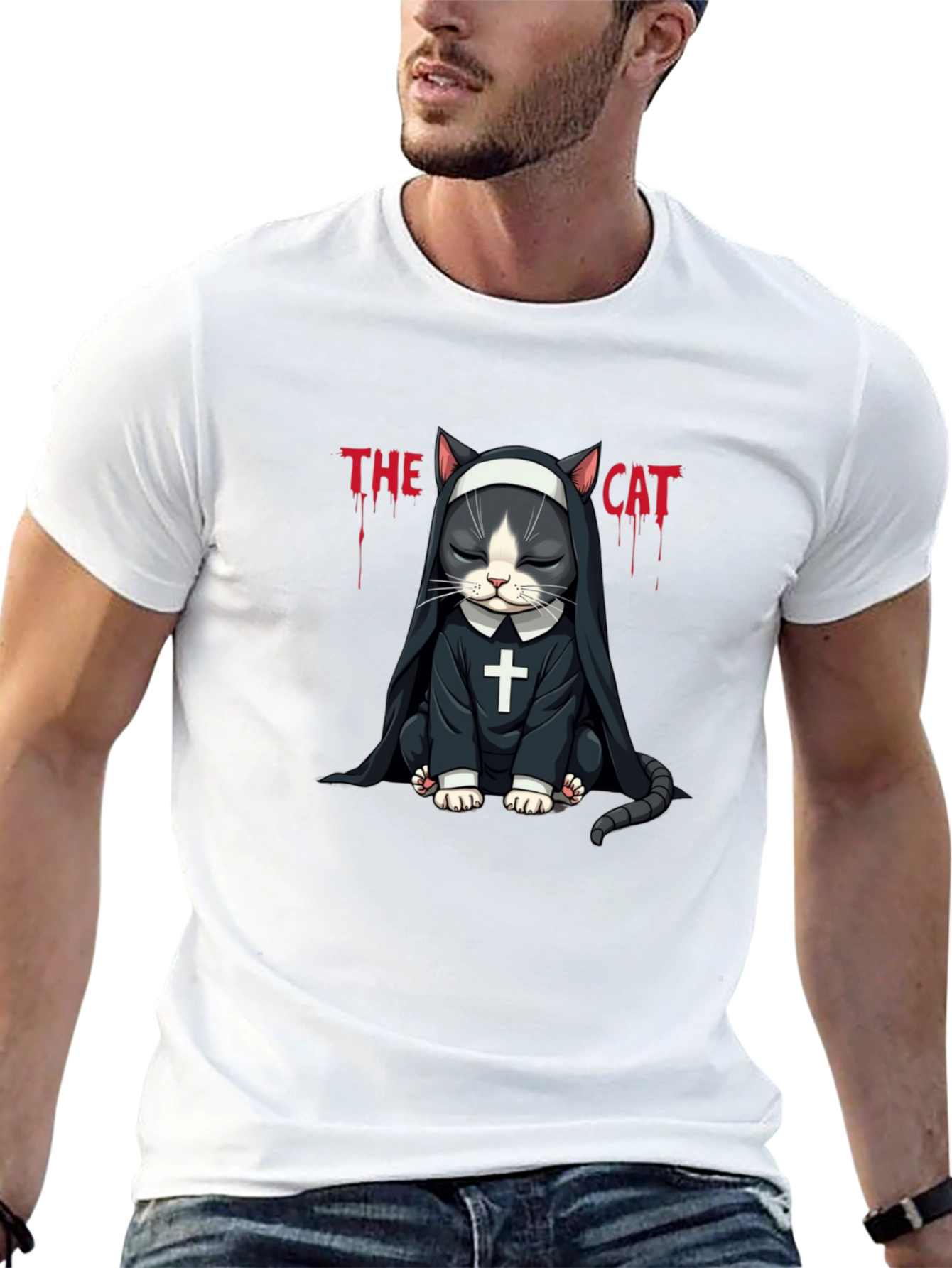 The Cat Nun T-Shirt - Funny Graphic Tee