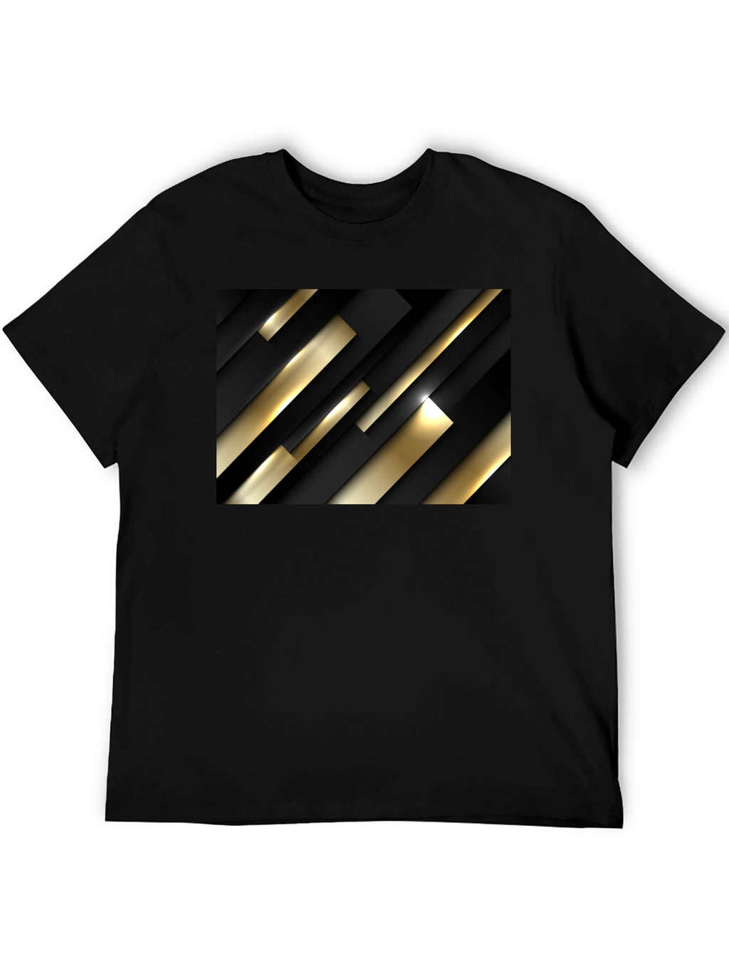 Modern Geometric Black and Gold T-Shirt
