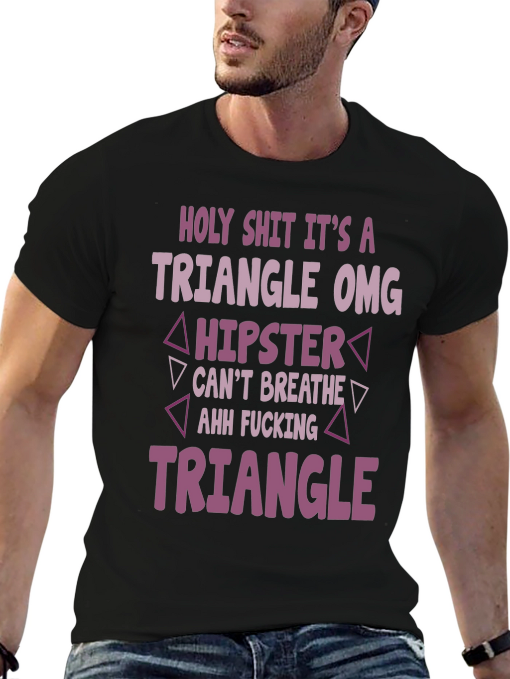 Triangle Hipster Graphic Tee - Mens Black T-Shirt