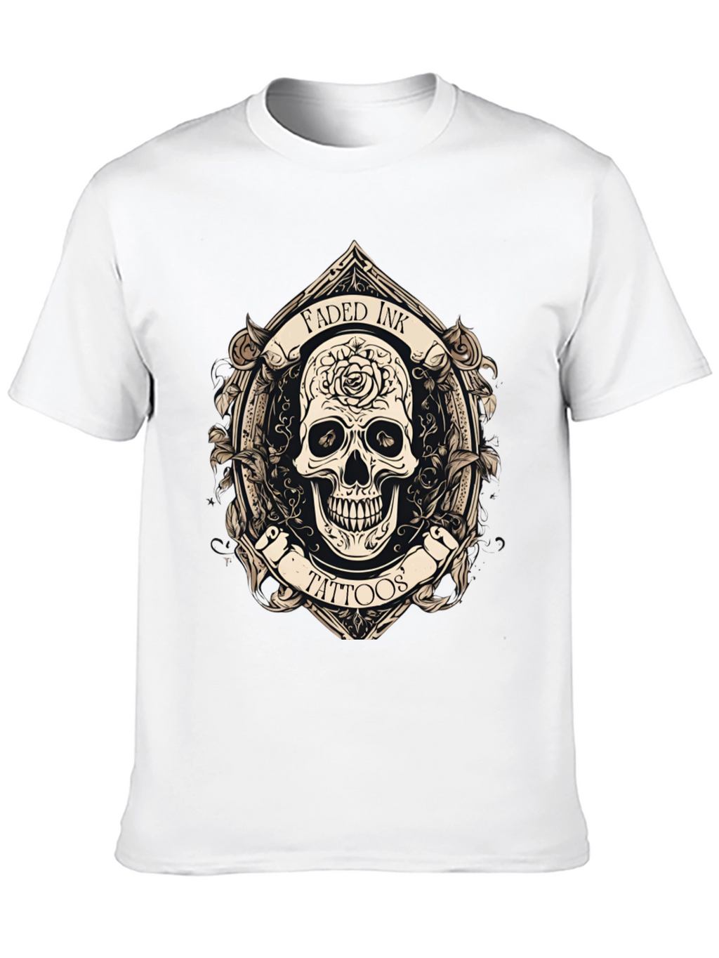 Faded Ink Tattoos Skull Graphic Black T-Shirt