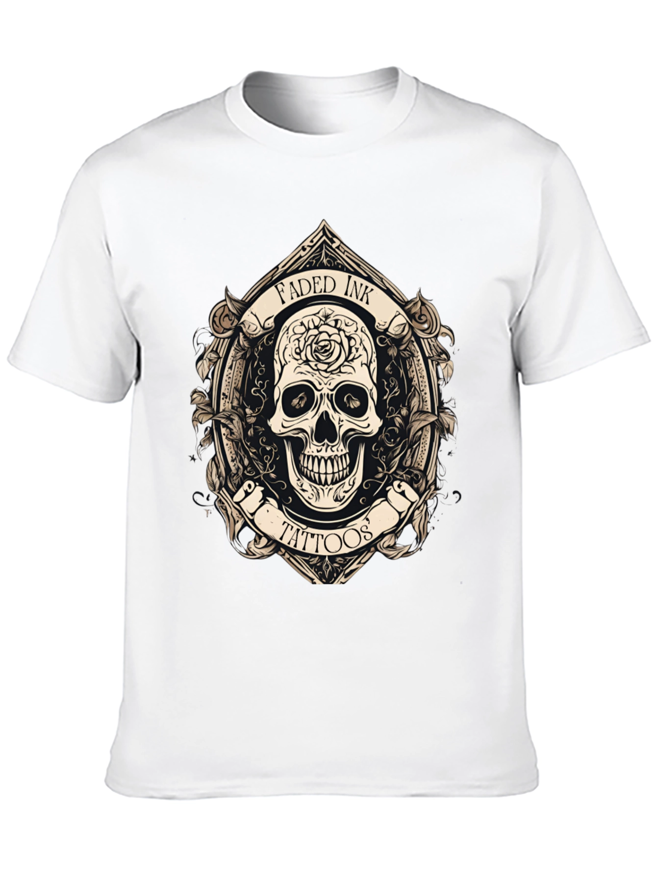 Faded Ink Tattoos Skull Graphic Black T-Shirt