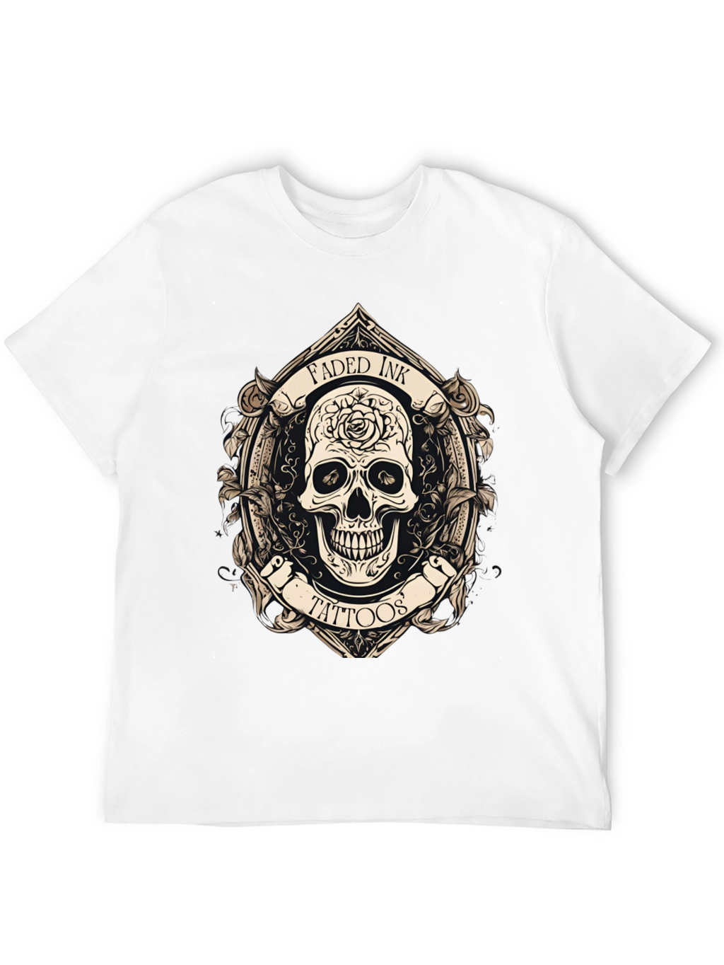 Faded Ink Tattoos Skull Graphic Black T-Shirt