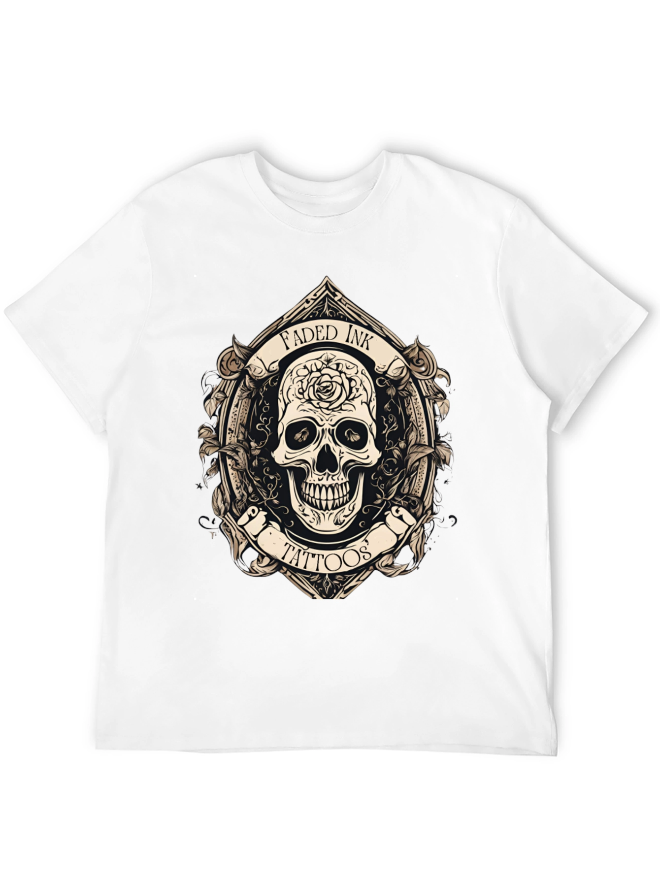 Faded Ink Tattoos Skull Graphic Black T-Shirt