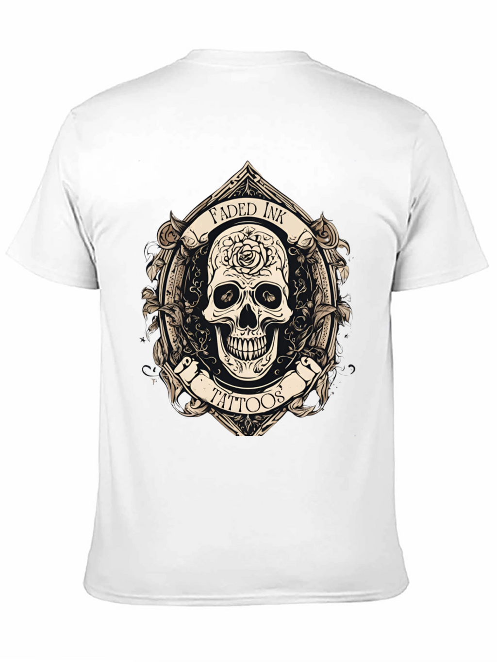 Faded Ink Tattoos Skull Graphic Black T-Shirt