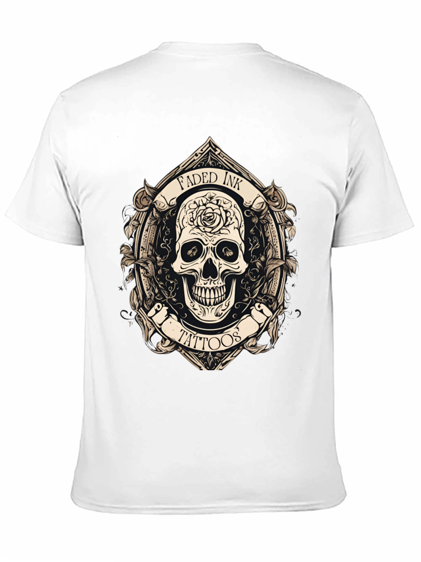 Faded Ink Tattoos Skull Graphic Black T-Shirt