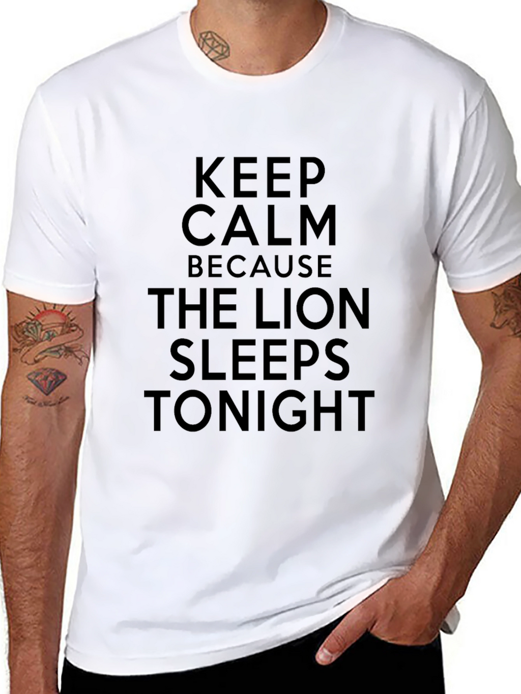 Keep Calm Lion Sleeps Tonight Black Graphic Tee