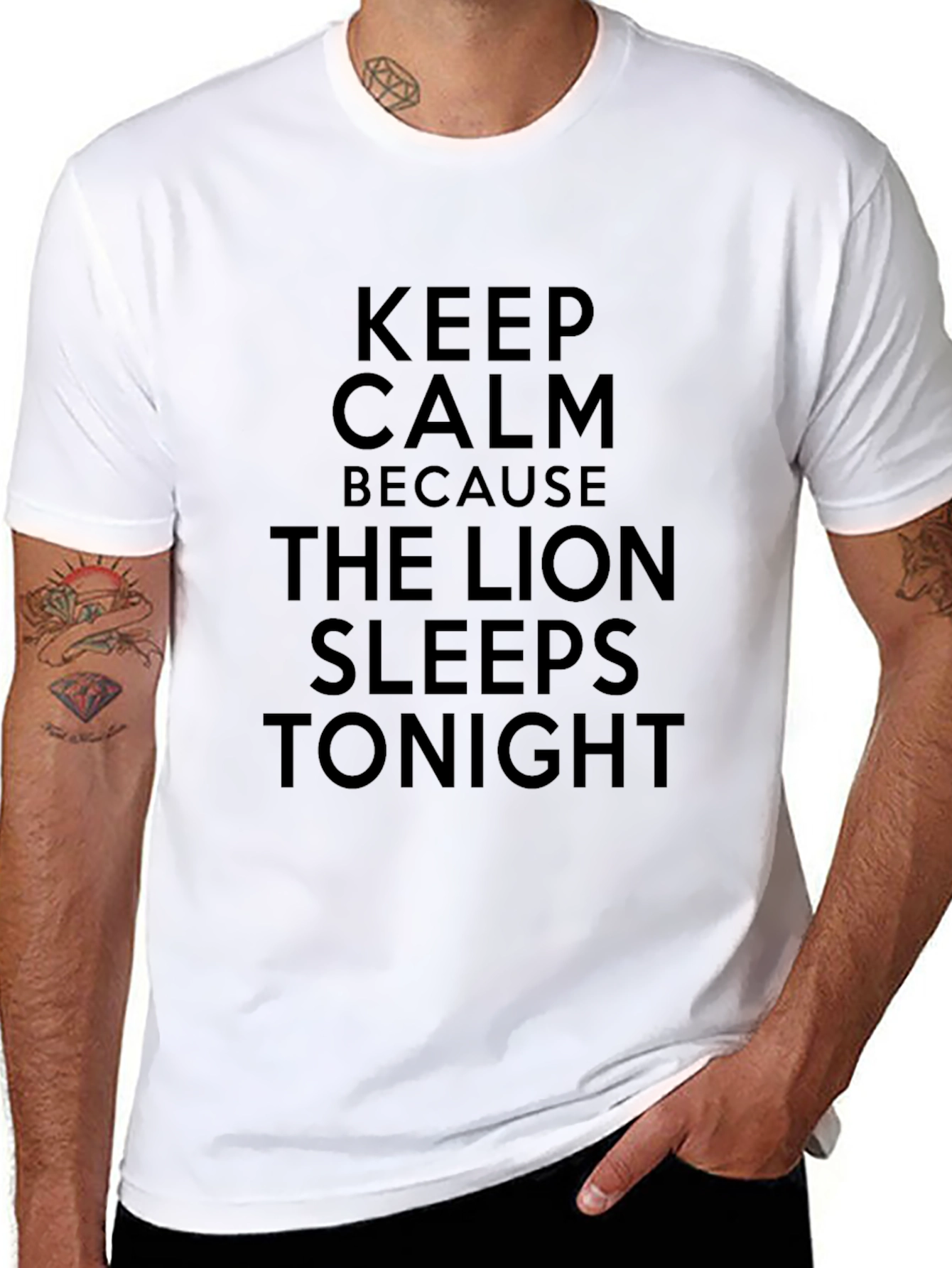 Keep Calm Lion Sleeps Tonight Black Graphic Tee