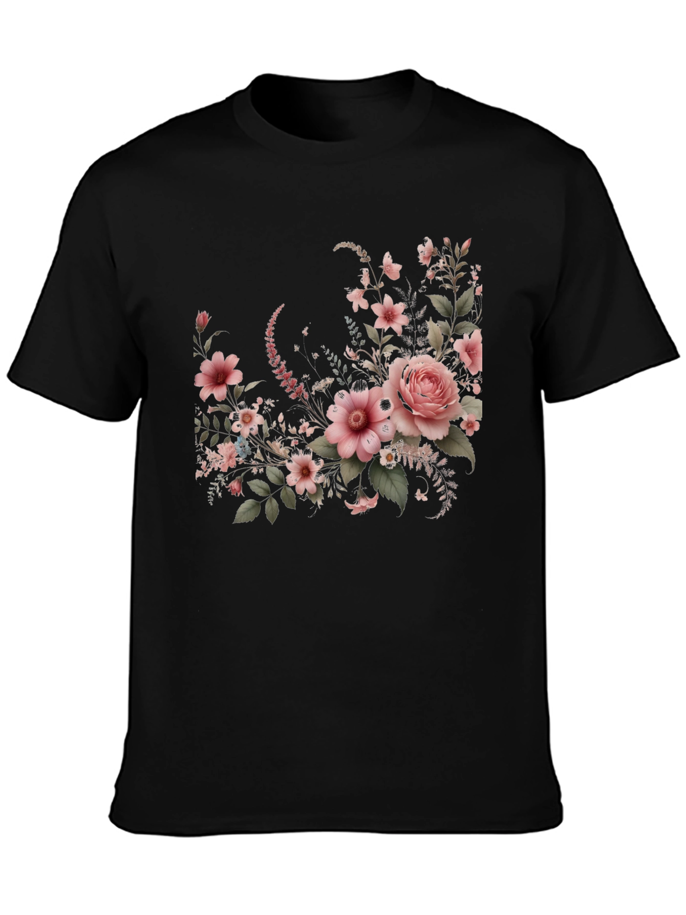 Floral Graphic Black T-Shirt