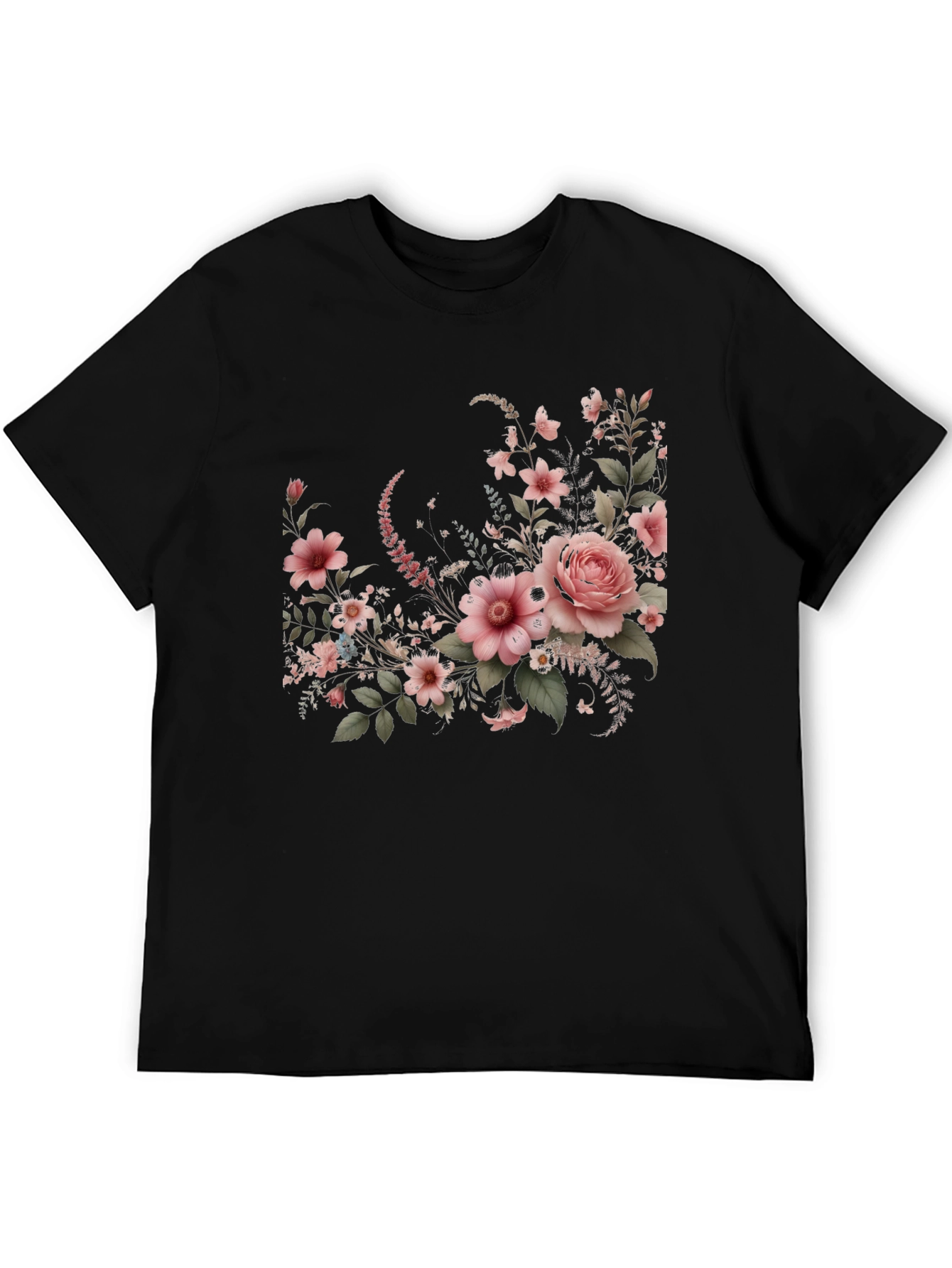 Floral Graphic Black T-Shirt