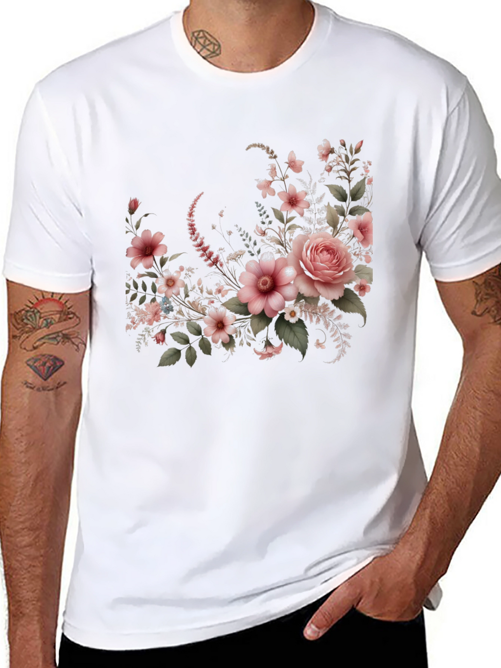 Floral Graphic Black T-Shirt