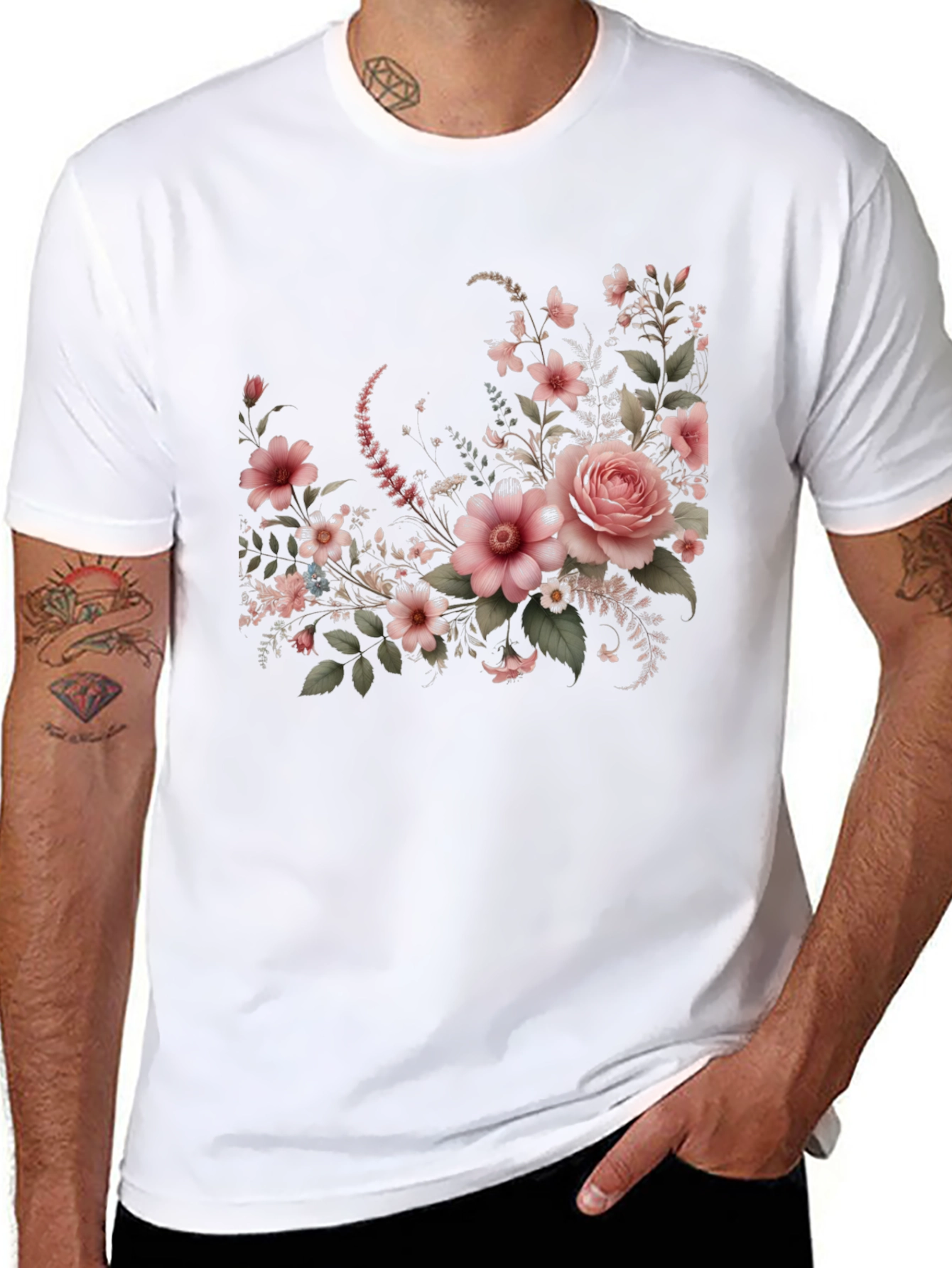 Floral Graphic Black T-Shirt