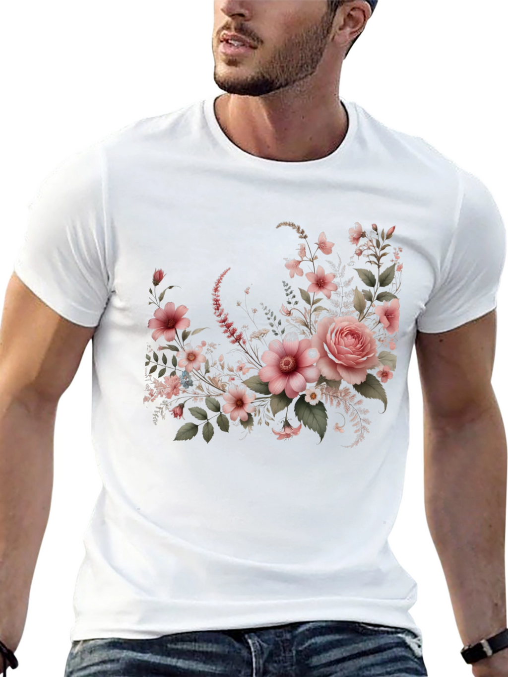 Floral Graphic Black T-Shirt