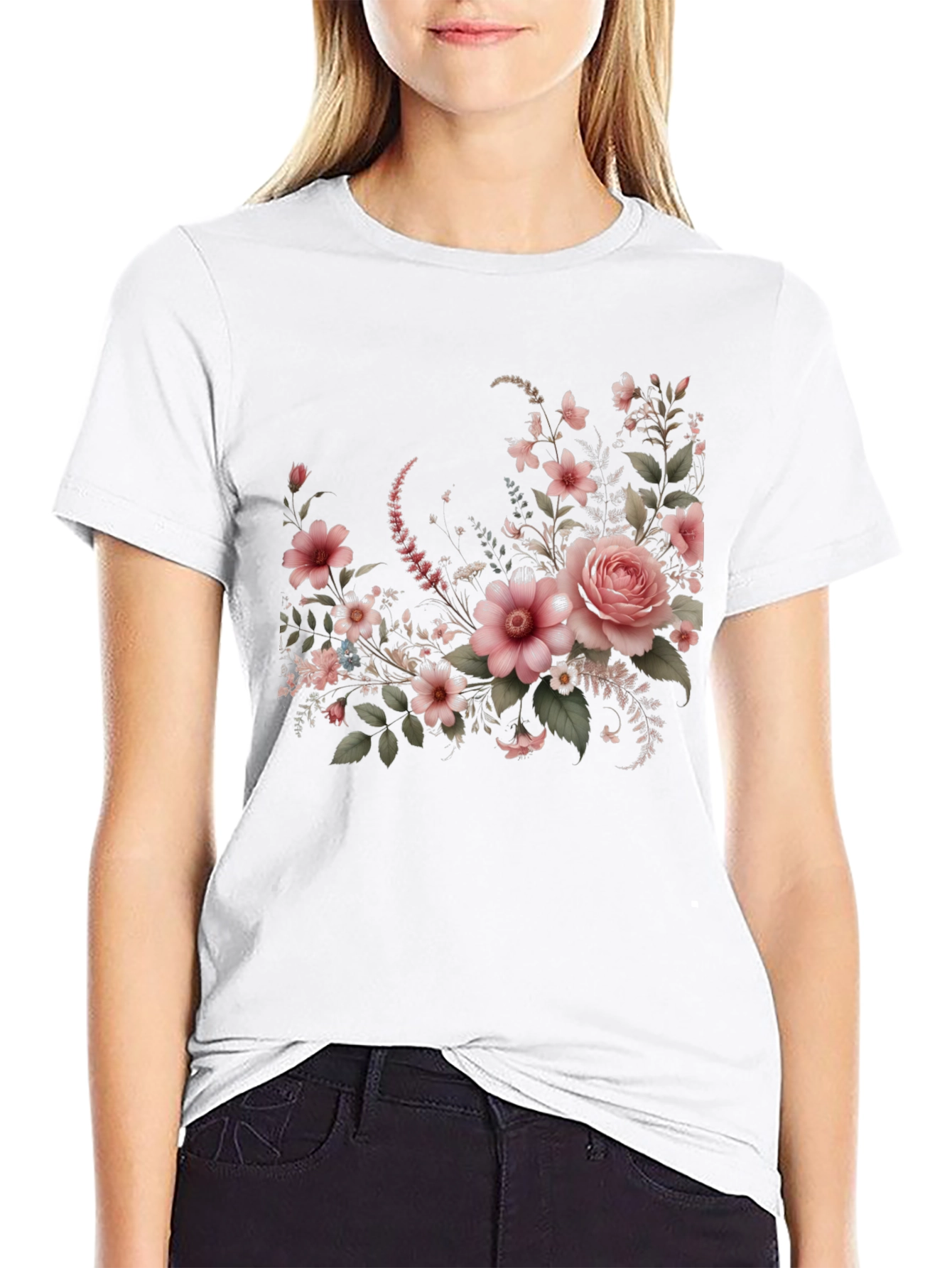 Floral Graphic Black T-Shirt