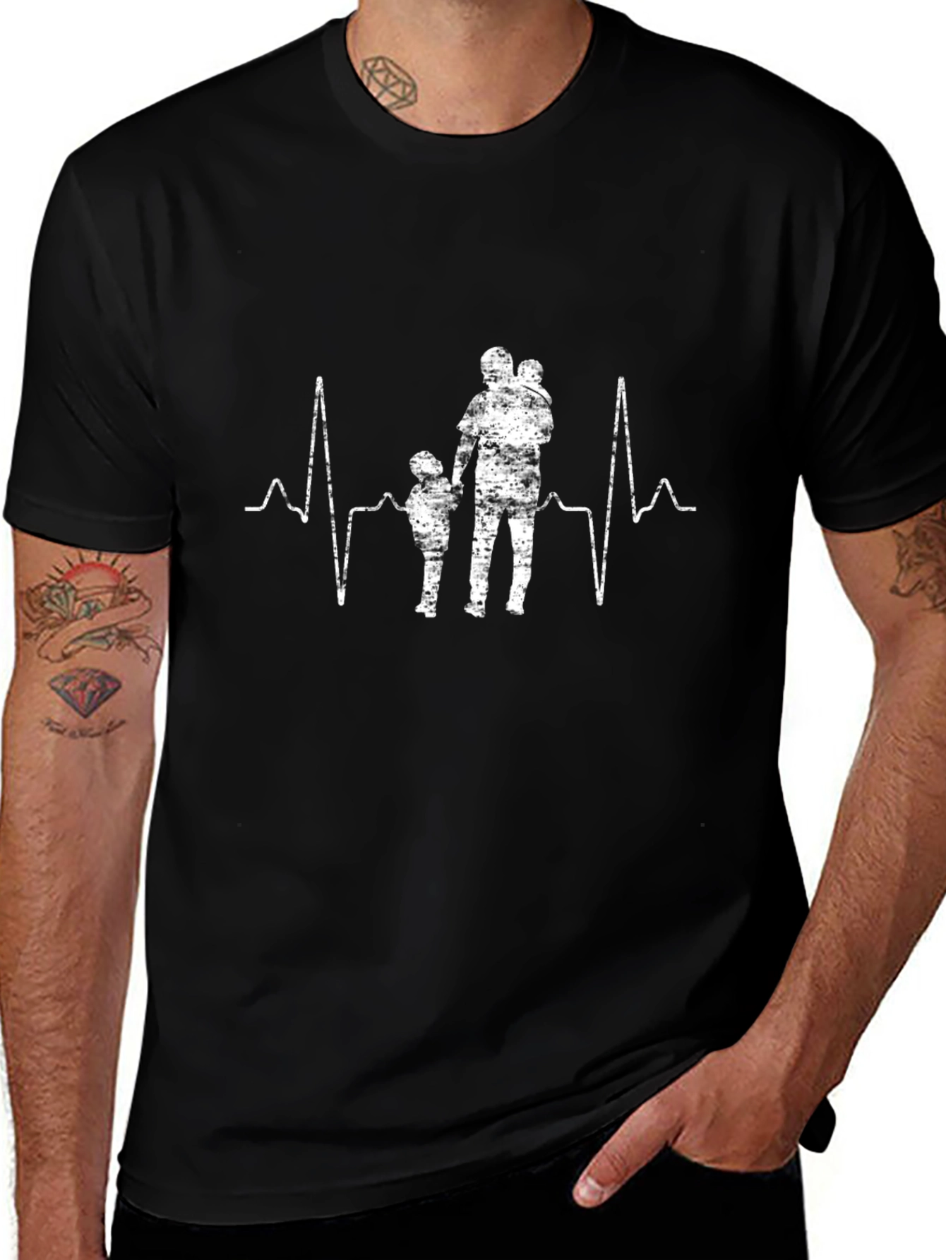 Heartbeat Dad and Kids Graphic Tee