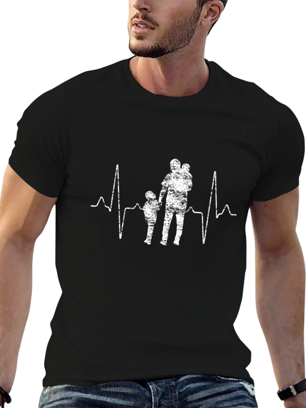 Heartbeat Dad and Kids Graphic Tee