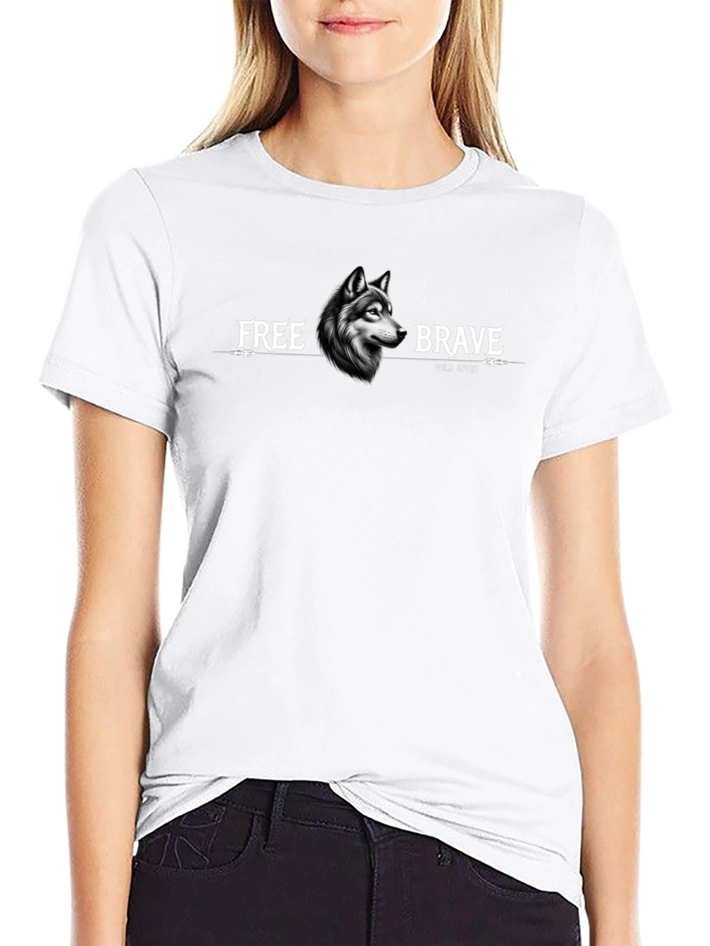 Wolf Spirit Graphic T-Shirt - Free Brave