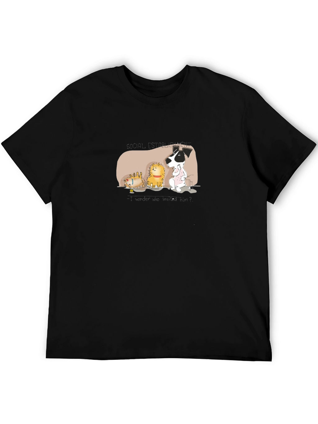 Cartoon Animal Nap Time Black T-Shirt
