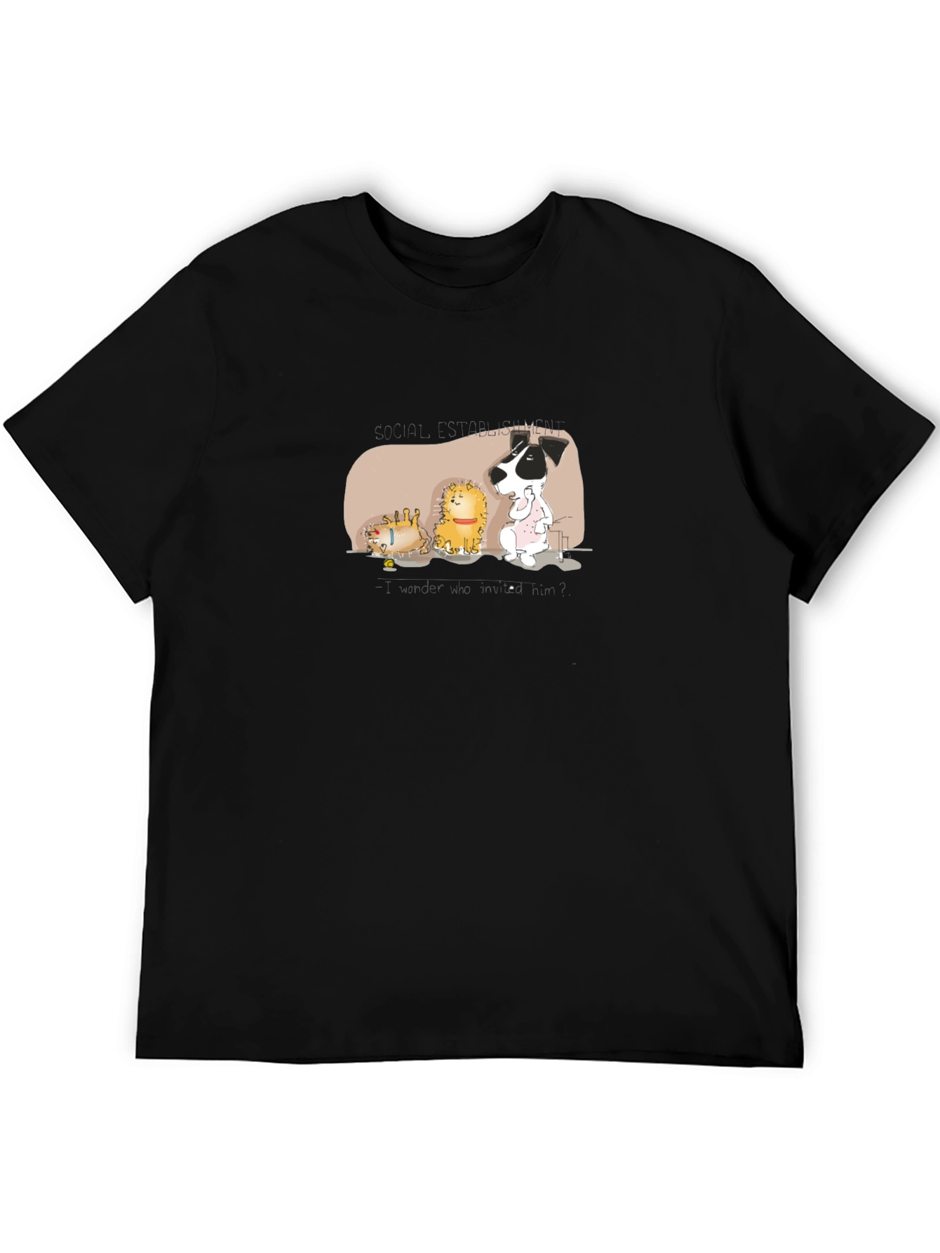 Cartoon Animal Nap Time Black T-Shirt