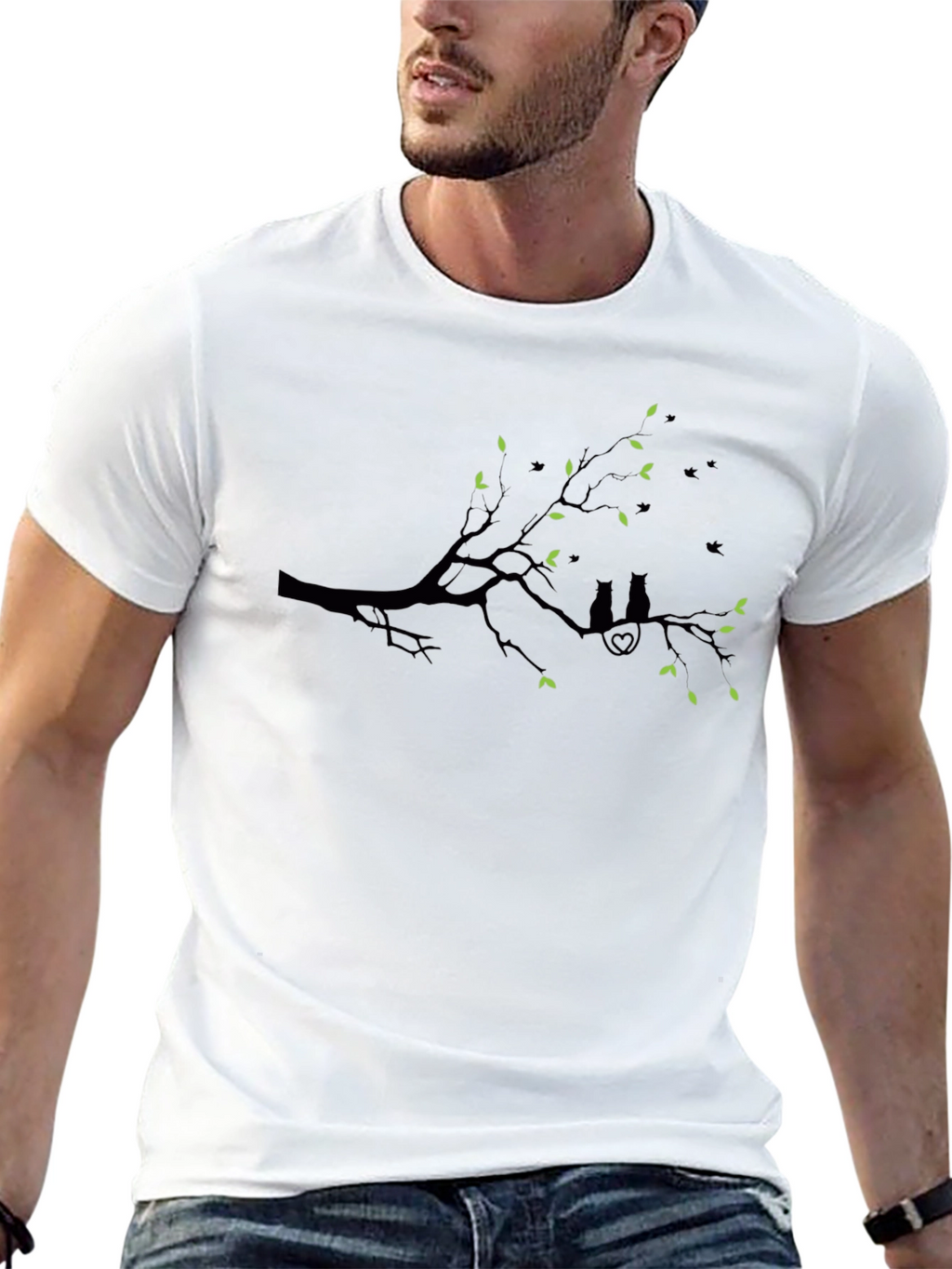 Black Cats on Tree Branch Graphic Tee