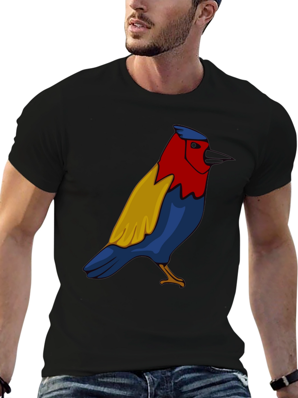 Bird Graphic T-Shirt - Black Casual Tee
