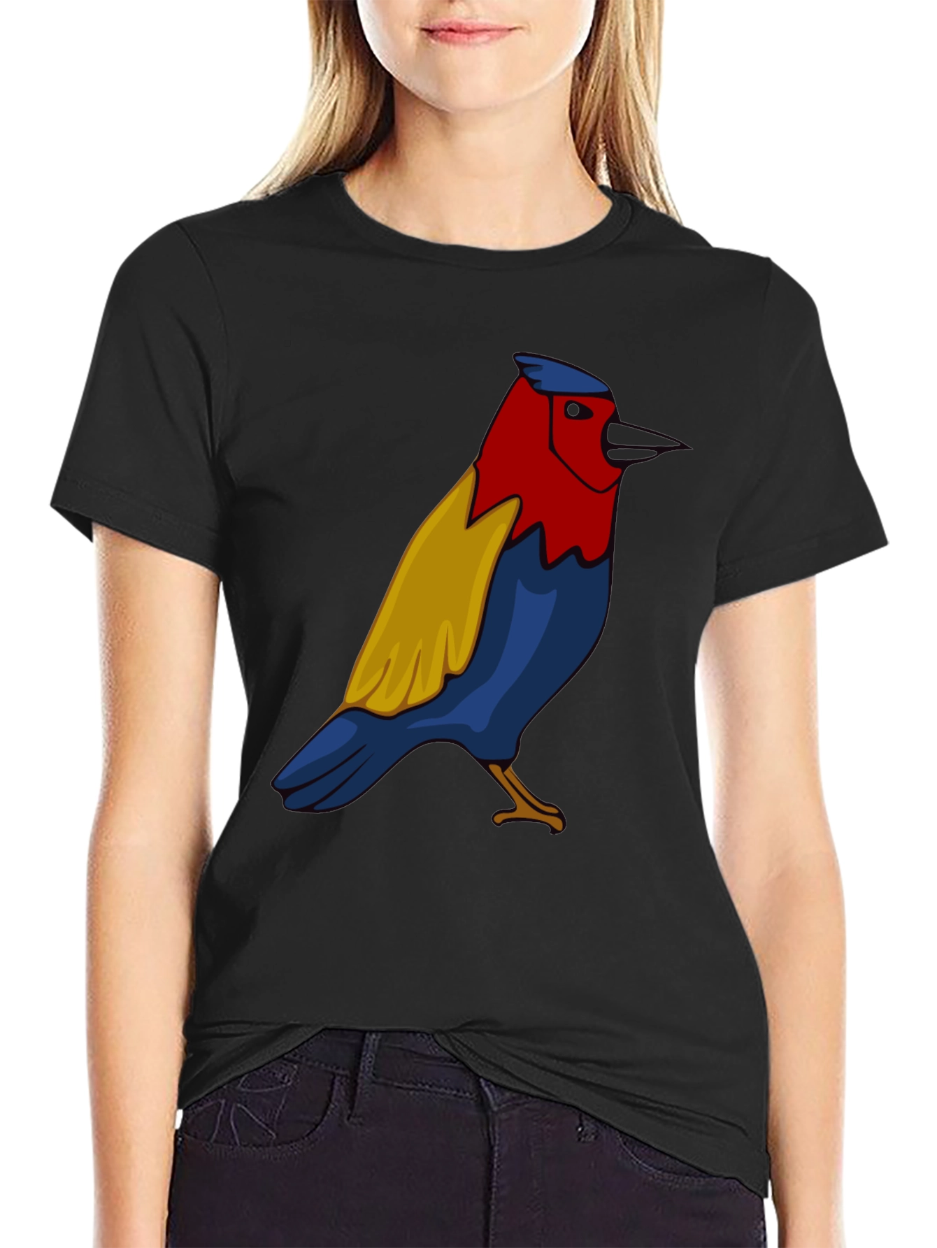Bird Graphic T-Shirt - Black Casual Tee