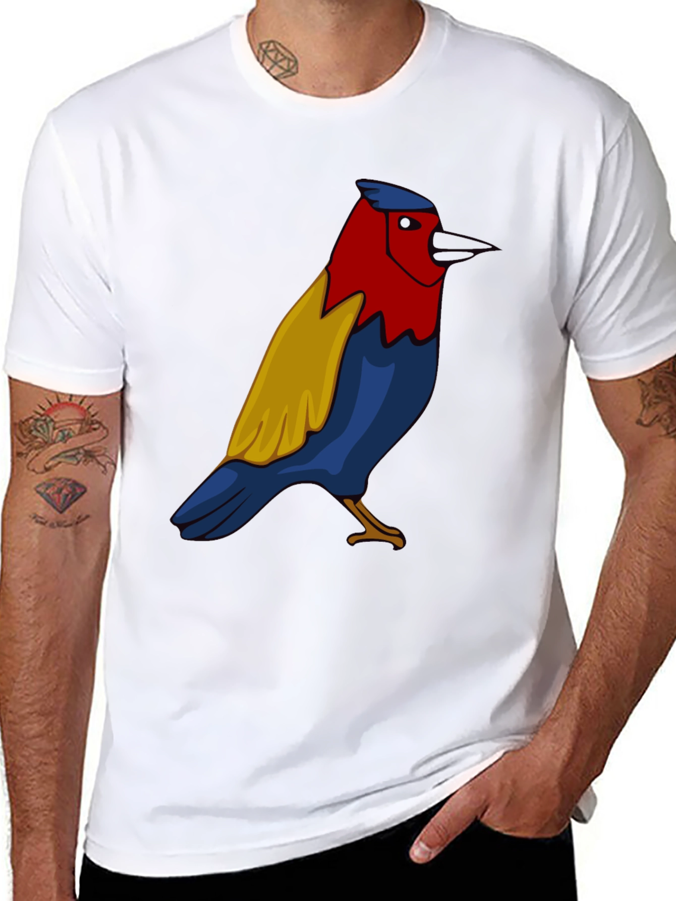 Bird Graphic T-Shirt - Black Casual Tee