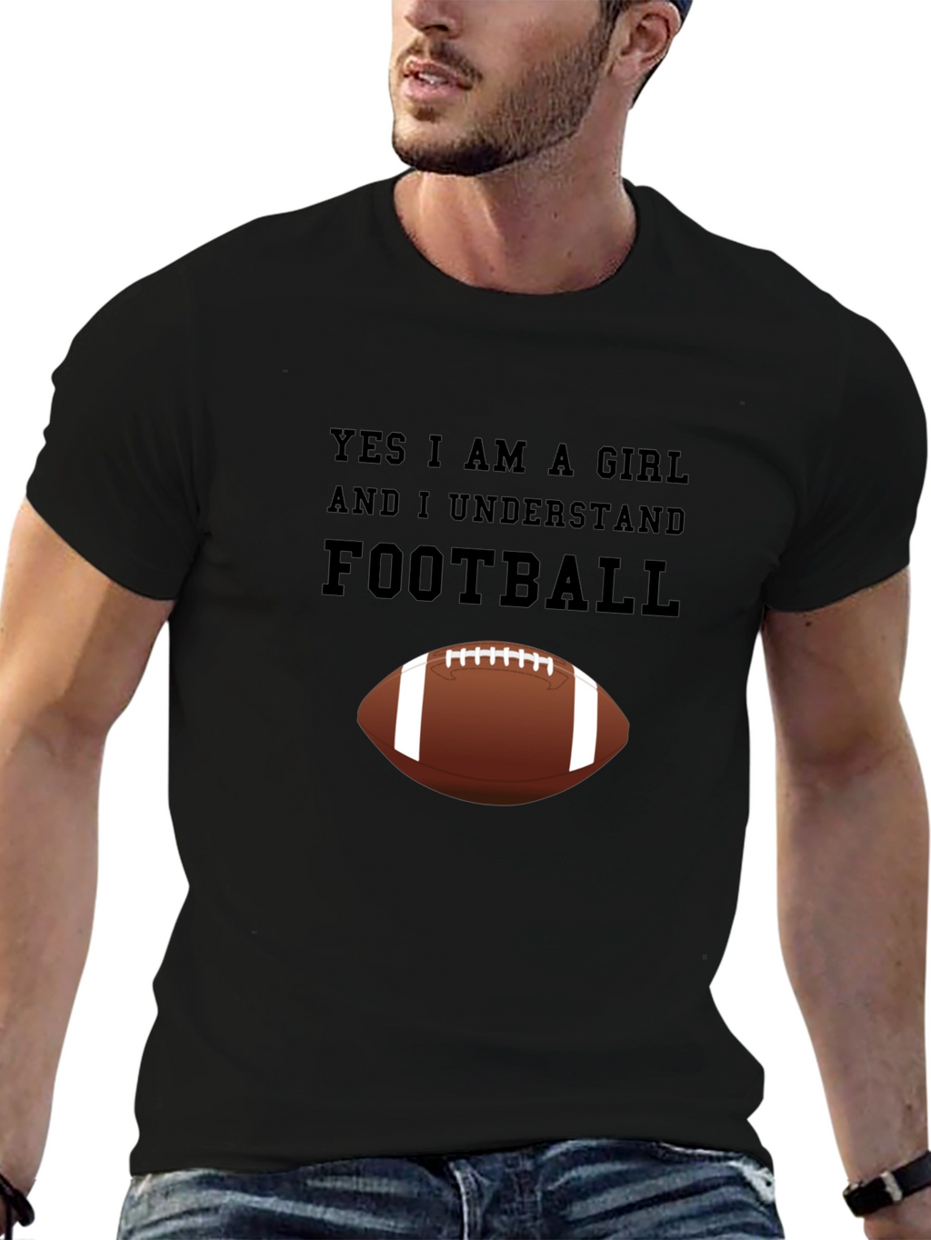 Yes I am a Girl Football T-Shirt