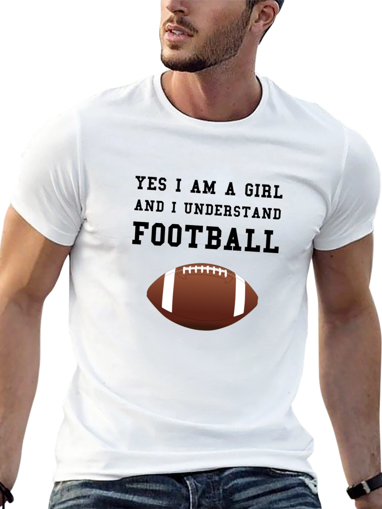 Yes I am a Girl Football T-Shirt
