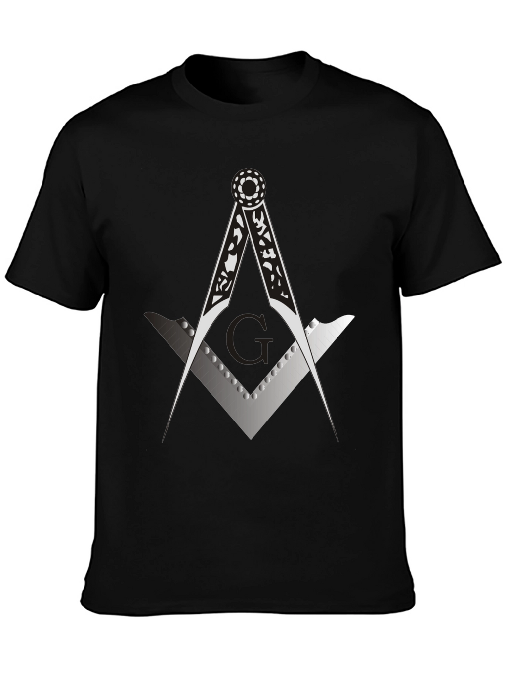 Masonic Compass & Square Black Graphic Tee