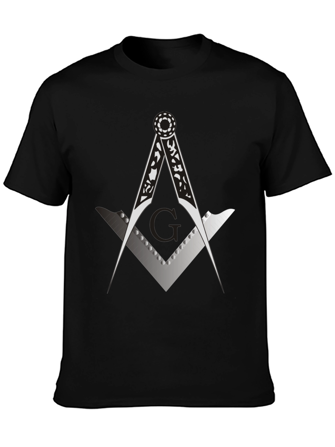 Masonic Compass & Square Black Graphic Tee