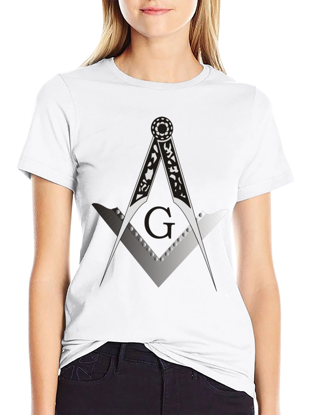 Masonic Compass & Square Black Graphic Tee
