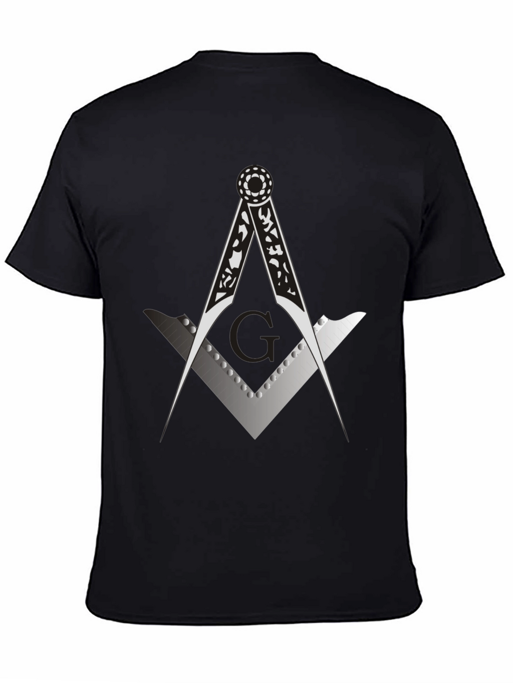 Masonic Compass & Square Black Graphic Tee