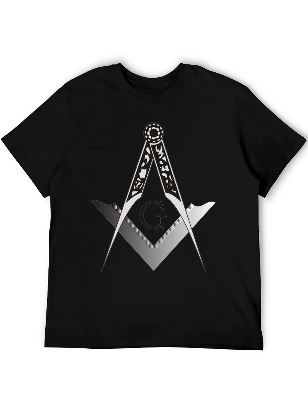 Masonic Compass & Square Black Graphic Tee