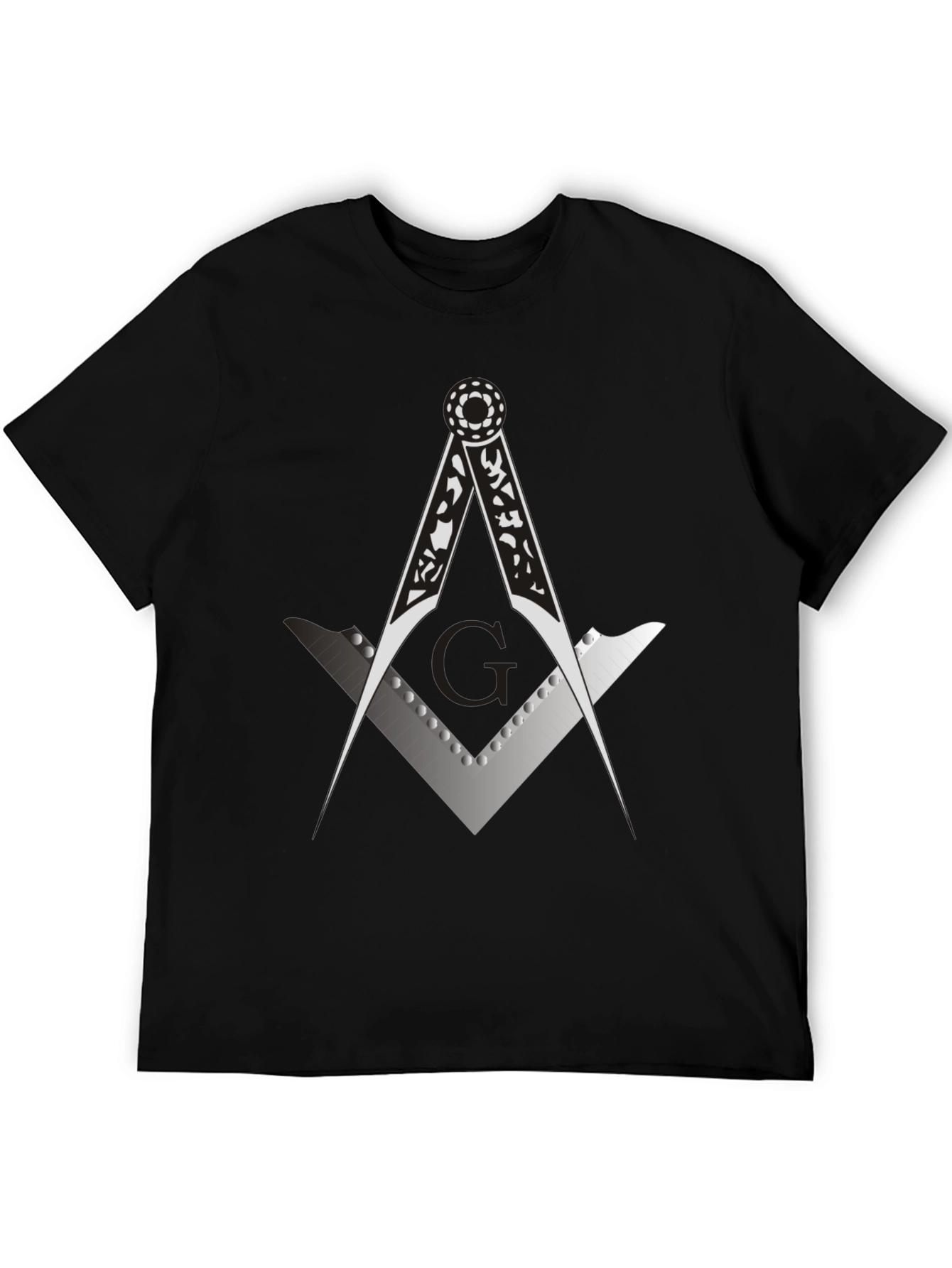 Masonic Compass & Square Black Graphic Tee