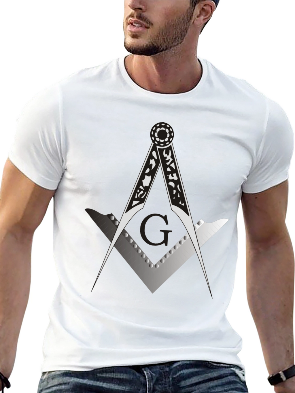 Masonic Compass & Square Black Graphic Tee