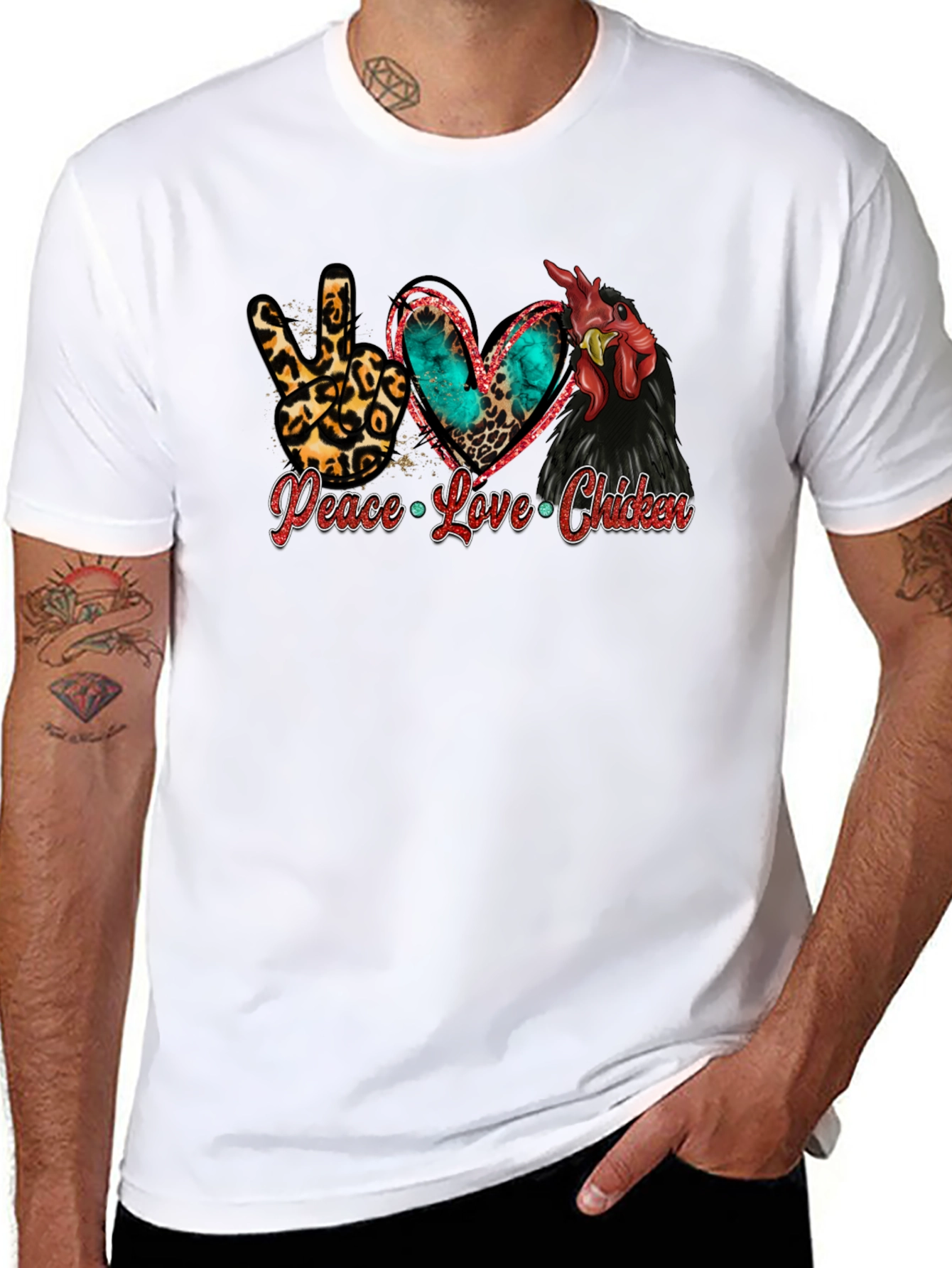Peace Love Chicken T-Shirt Animal Lover Tee