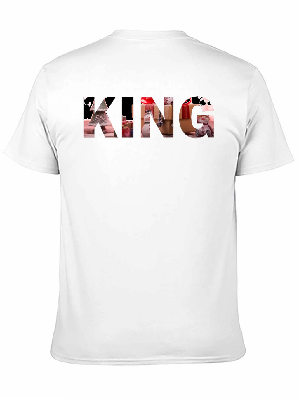 King Christmas Pattern Print Black T-Shirt