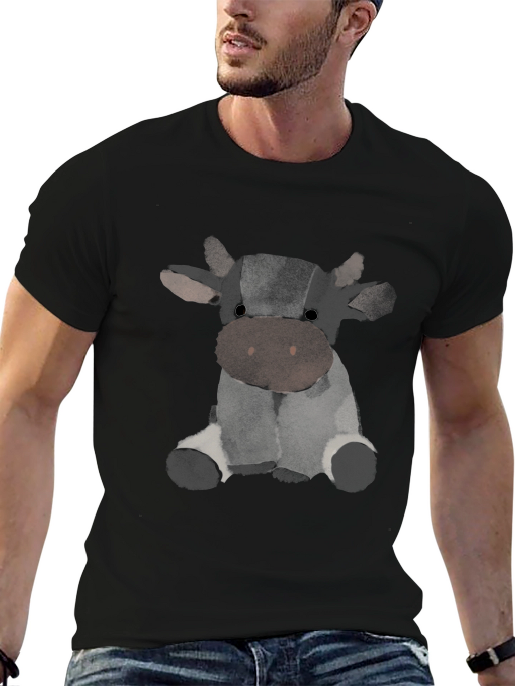 Cow Graphic Black T-Shirt
